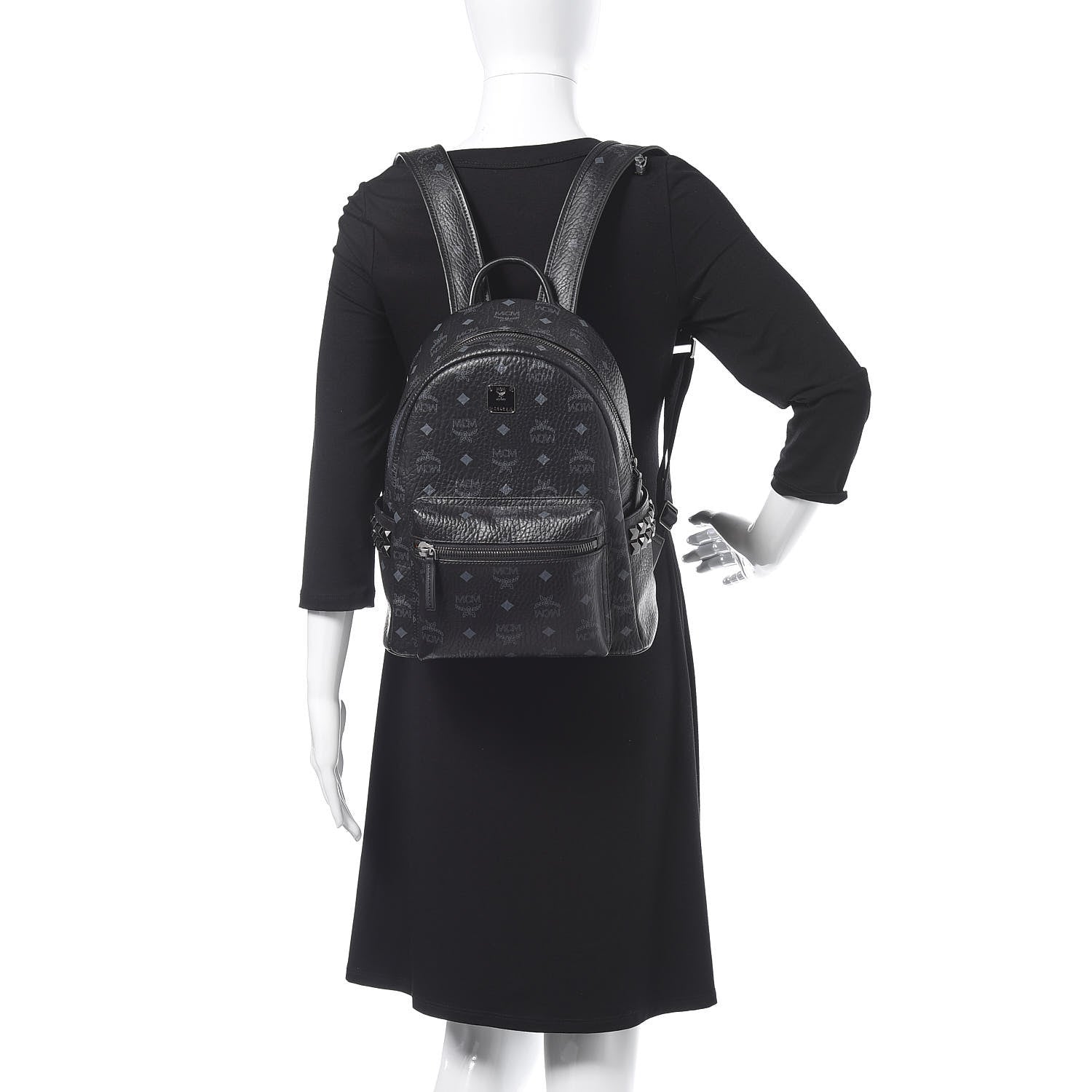 MCM Visetos Small Side Stud Stark Backpack Black 2 of 9