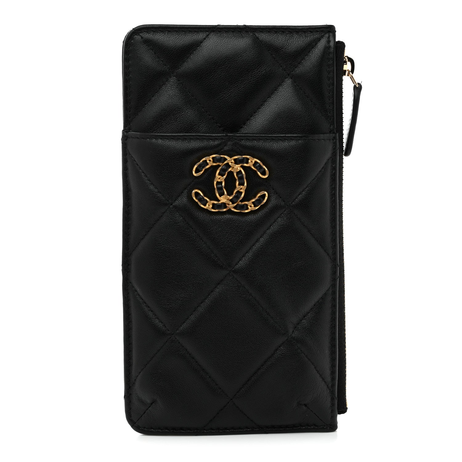 Chanel Lambskin Quilted Chanel 19 Phone and Card Holder Black 1 of 7