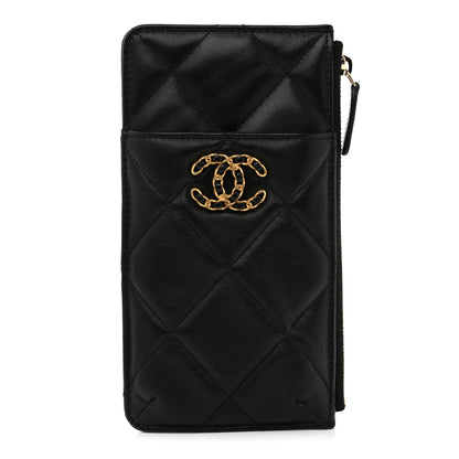 Chanel Lambskin Quilted Chanel 19 Phone and Card Holder Black 1 of 7