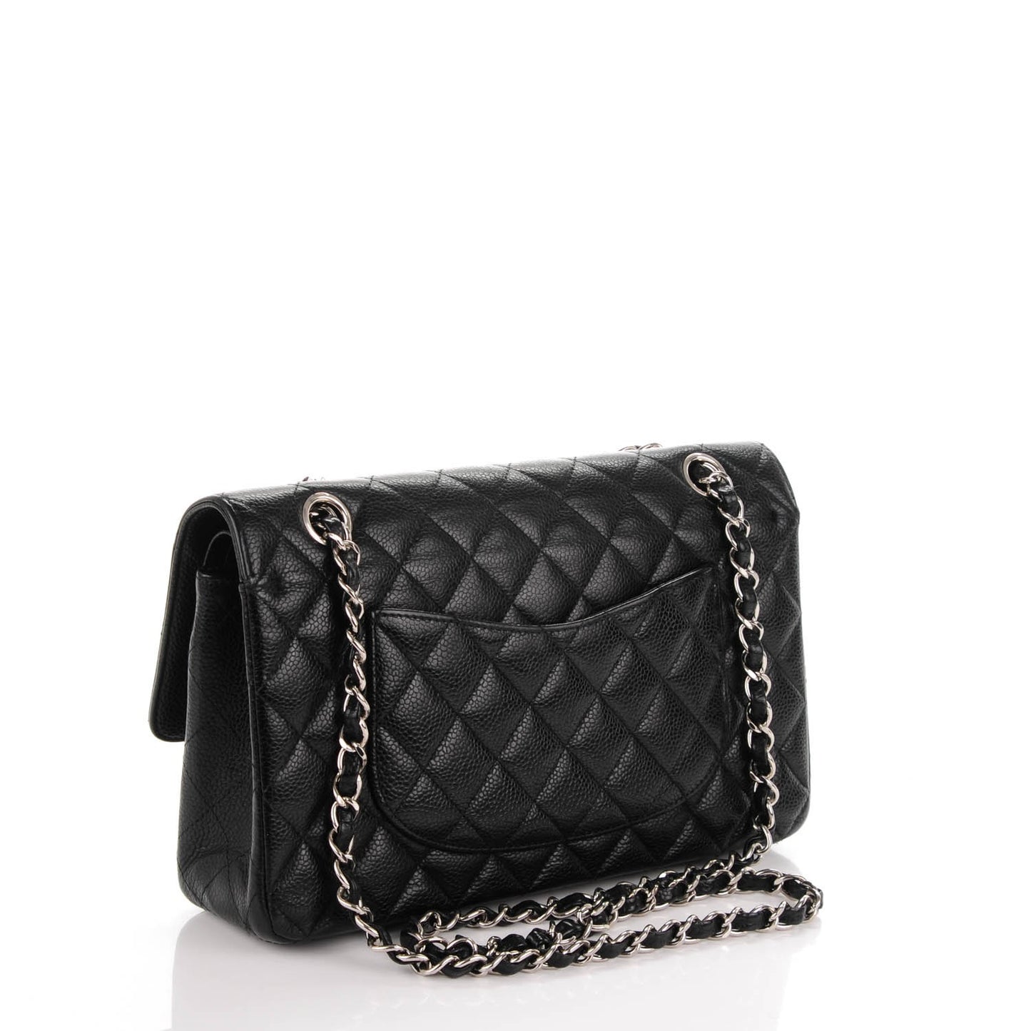 Caviar Quilted Medium Double Flap Black