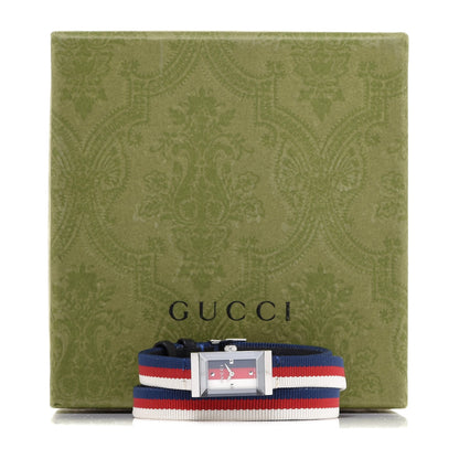Gucci Stainless Steel Nylon 14mm Web G-Frame Triple Wrap Quartz Watch Blue 5 of 5