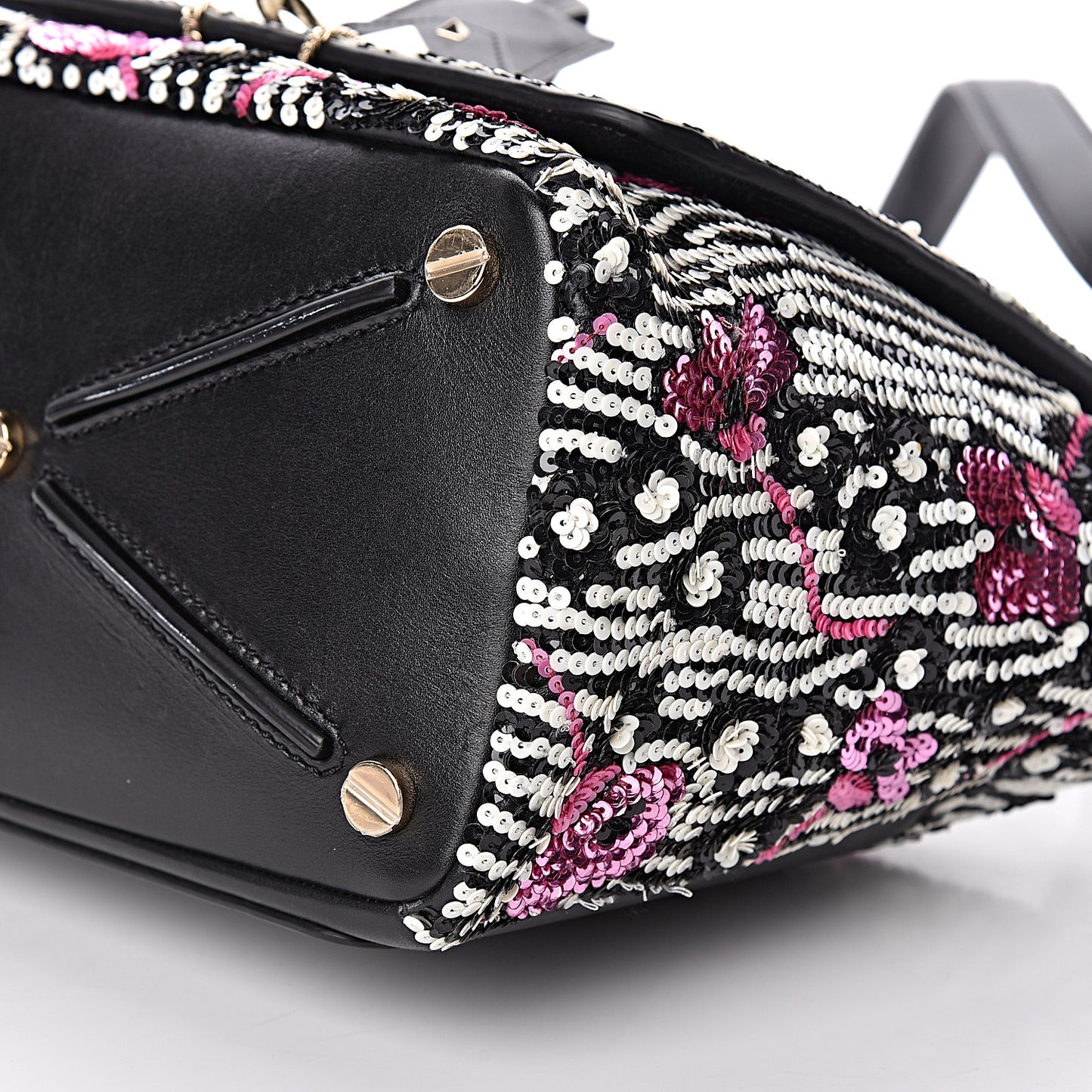 Sequin Calfskin Small Demilune Double Handle Satchel Multi