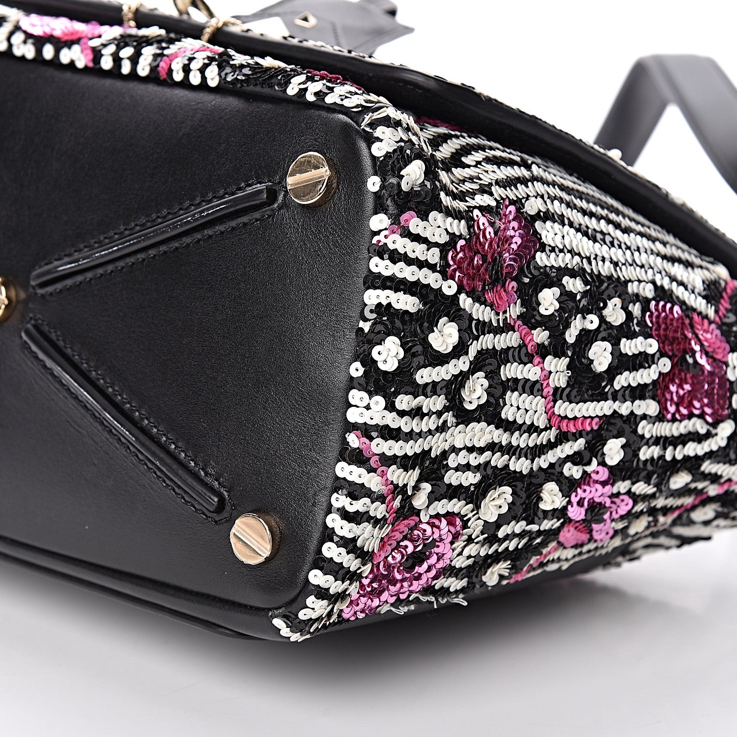 Valentino Garavani Sequin Calfskin Small Demilune Double Handle Satchel Multi 10 of 10