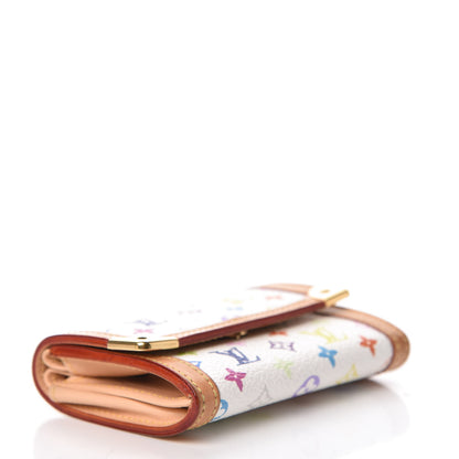 Louis Vuitton Monogram Multicolor Porte-Monnaie Plat Coin Purse White 4 of 6