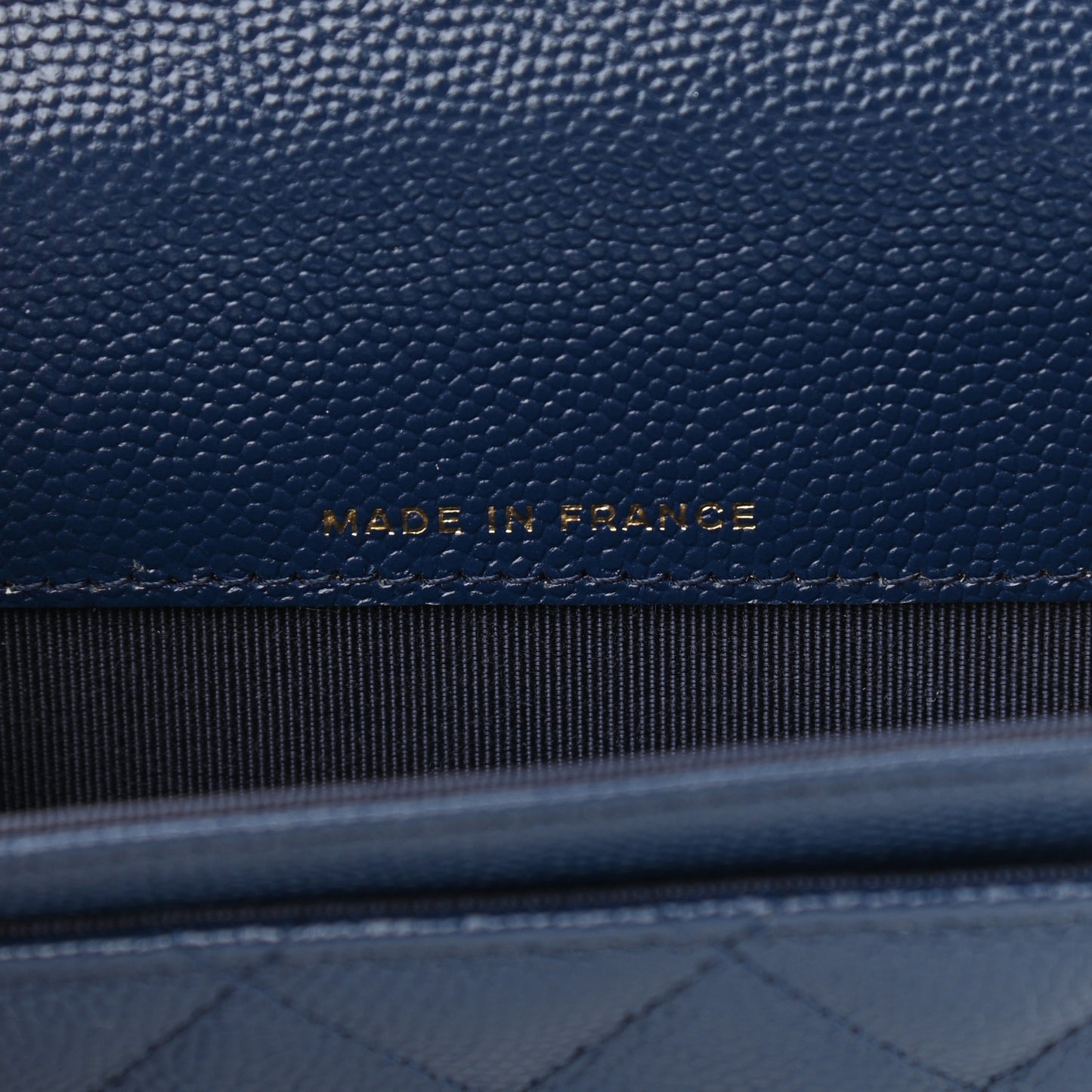 Caviar Quilted Flap Card Holder Navy Blue