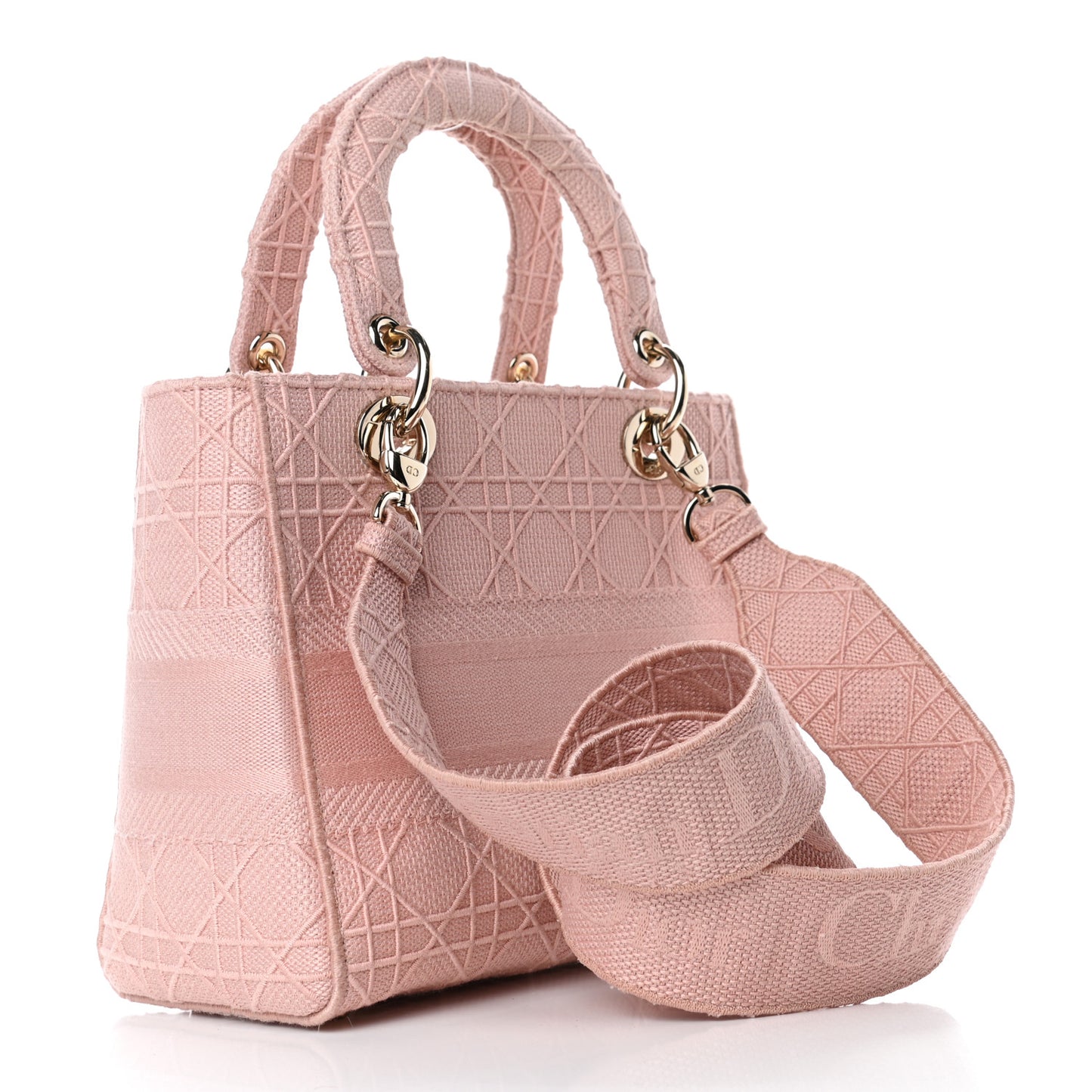 Canvas Embroidered Cannage Medium Lady D-Lite Pink