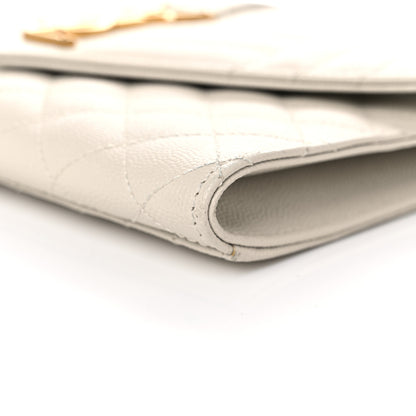 Saint Laurent Grain De Poudre Textured Mixed Matelasse Triquilt Monogram Clutch Blanc Vintage 7 of 11