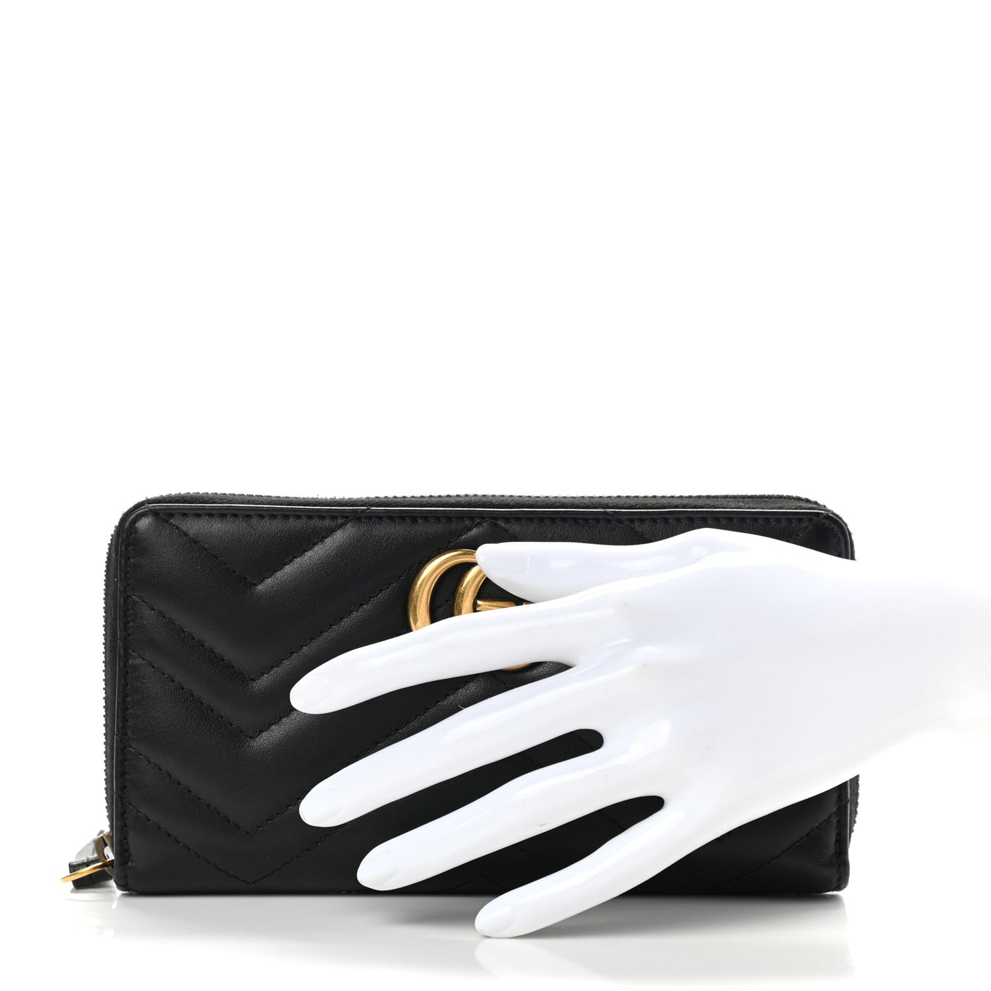 Calfskin Matelasse GG Marmont Zip Around Wallet Black