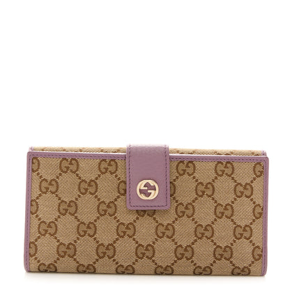 Gucci Monogram Cellarius Calfskin Miss GG Continental Wallet Beige Ebony Lilac 1 of 9