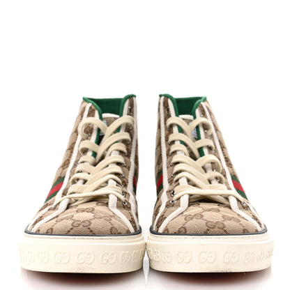 Gucci GG Monogram Web Mens 1977 Tennis High Top Sneakers 9.5 Beige Ebony Mystic White 3 of 9