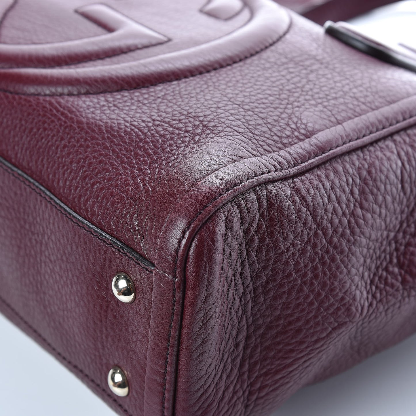 Pebbled Calfskin Small Soho Top Handle Bag Burgundy