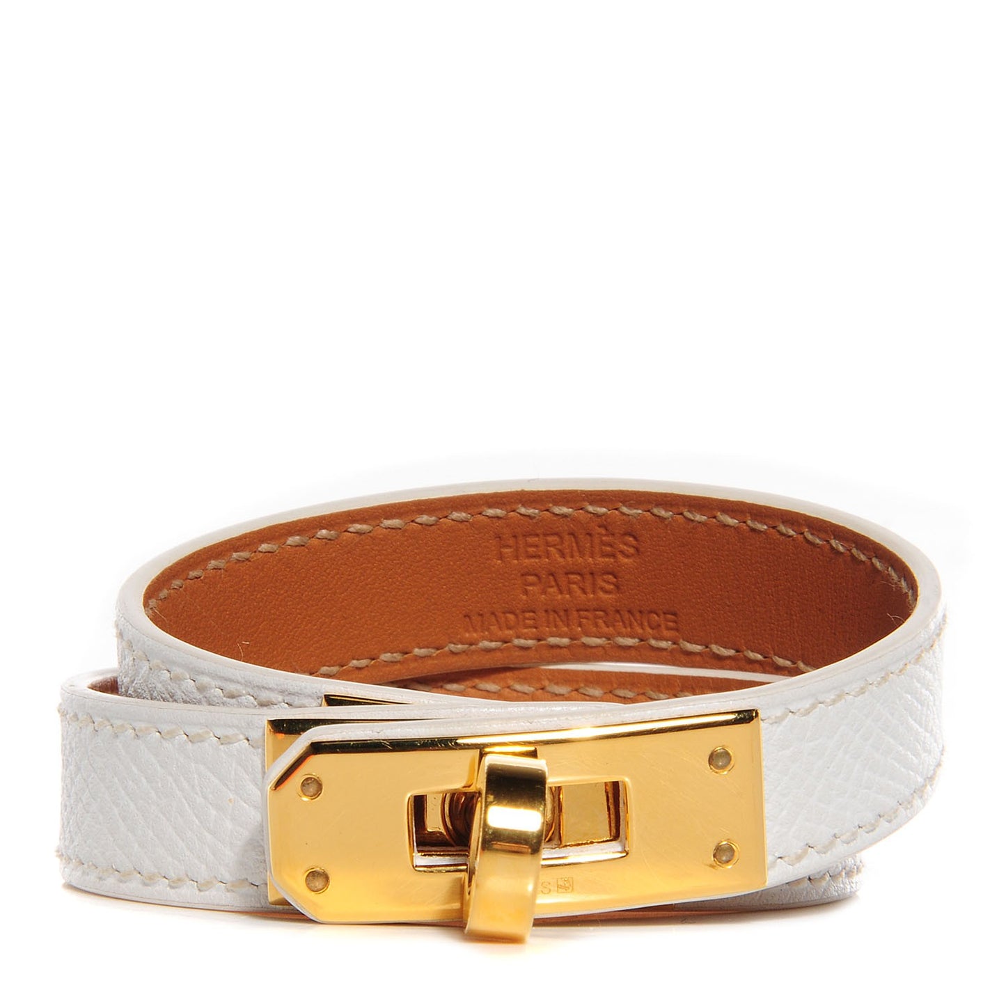 Epsom Kelly Double Tour Bracelet XS White