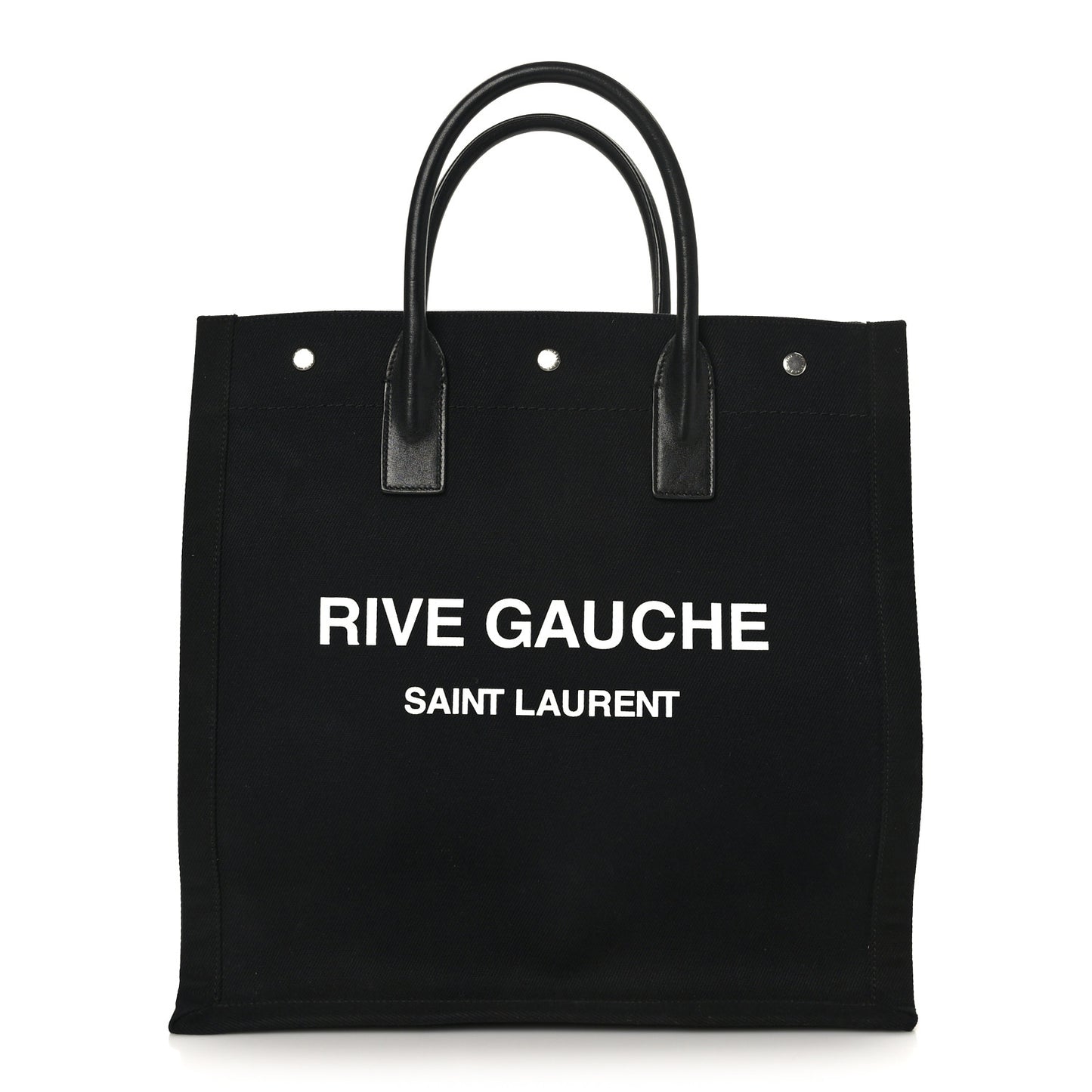 Linen Calfskin Rive Gauche North South Tote Black