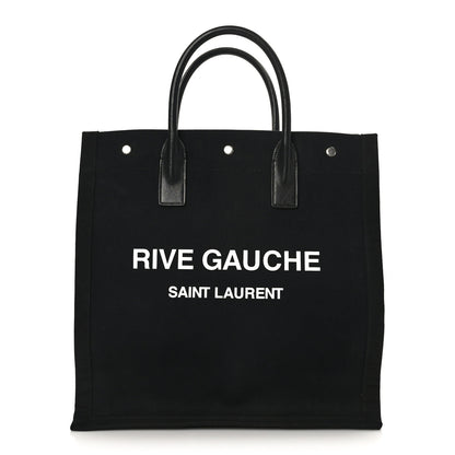 Saint Laurent Linen Calfskin Rive Gauche North South Tote Black 1 of 8
