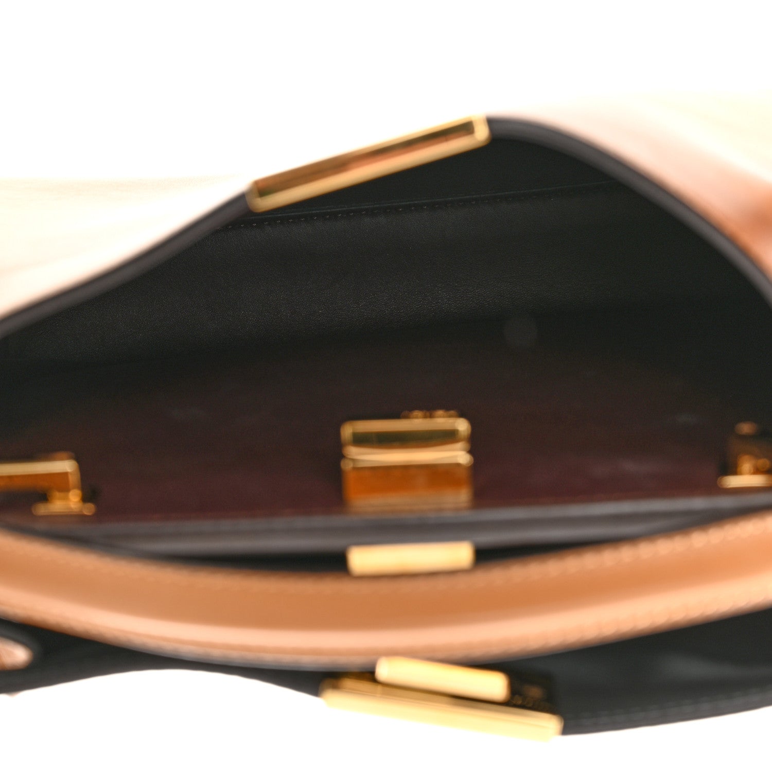 Fendi Vitello Tahiti Burro Bi-Color Medium Peekaboo Iconic Essentially Satchel Nocciola Asfalto Cast 6 of 11