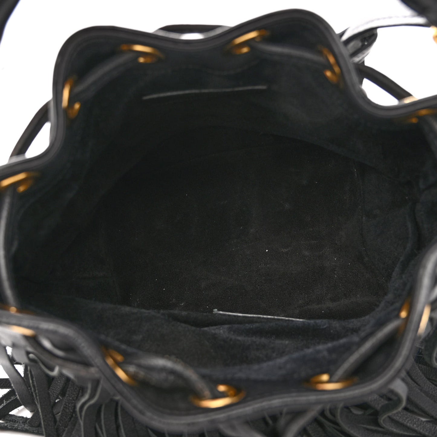 Calfskin Small Emmanuelle Fringe Hobo Bag Black