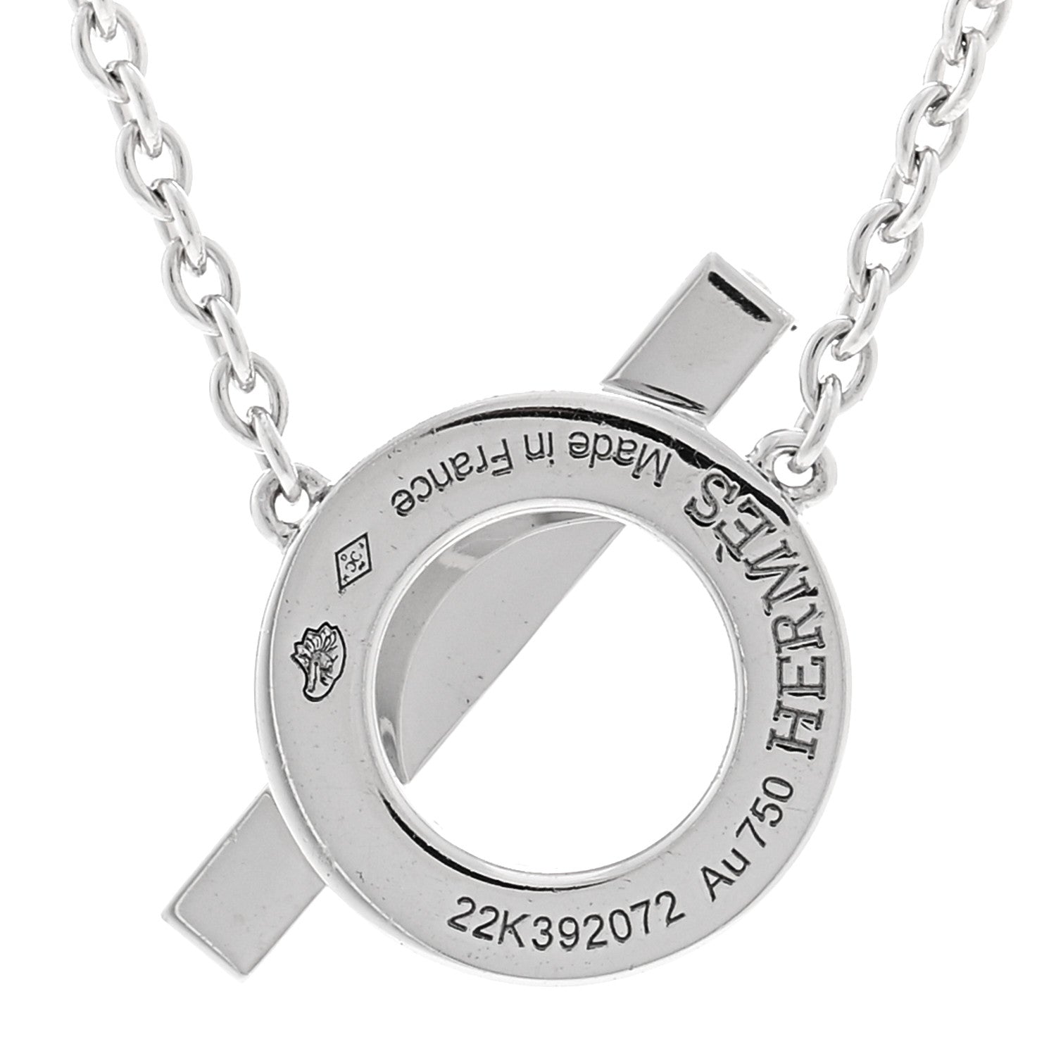Hermes 18K White Gold Diamond Finesse Pendant Necklace 5 of 6