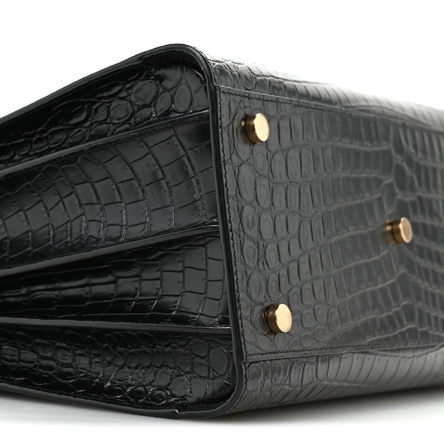 Calfskin Crocodile Embossed Small Sac de Jour Black