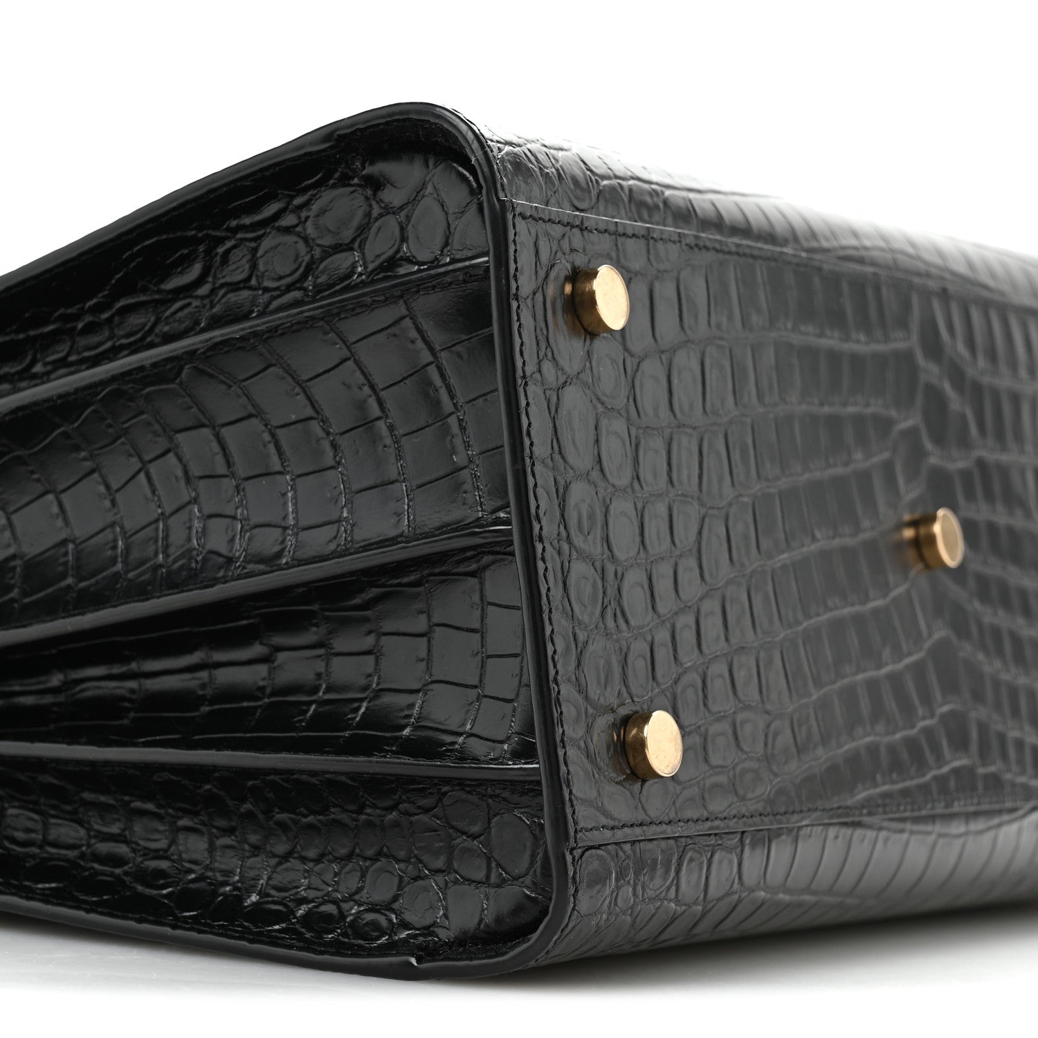 Saint Laurent Calfskin Crocodile Embossed Small Sac de Jour Black 9 of 10