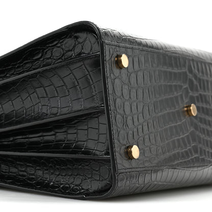 Saint Laurent Calfskin Crocodile Embossed Small Sac de Jour Black 9 of 10