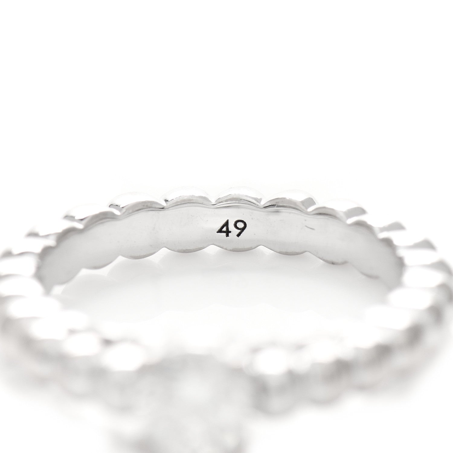 Van Cleef & Arpels 18K White Gold Diamond .53ct Perlee Solitaire Engagement Ring 49 4.75 6 of 7