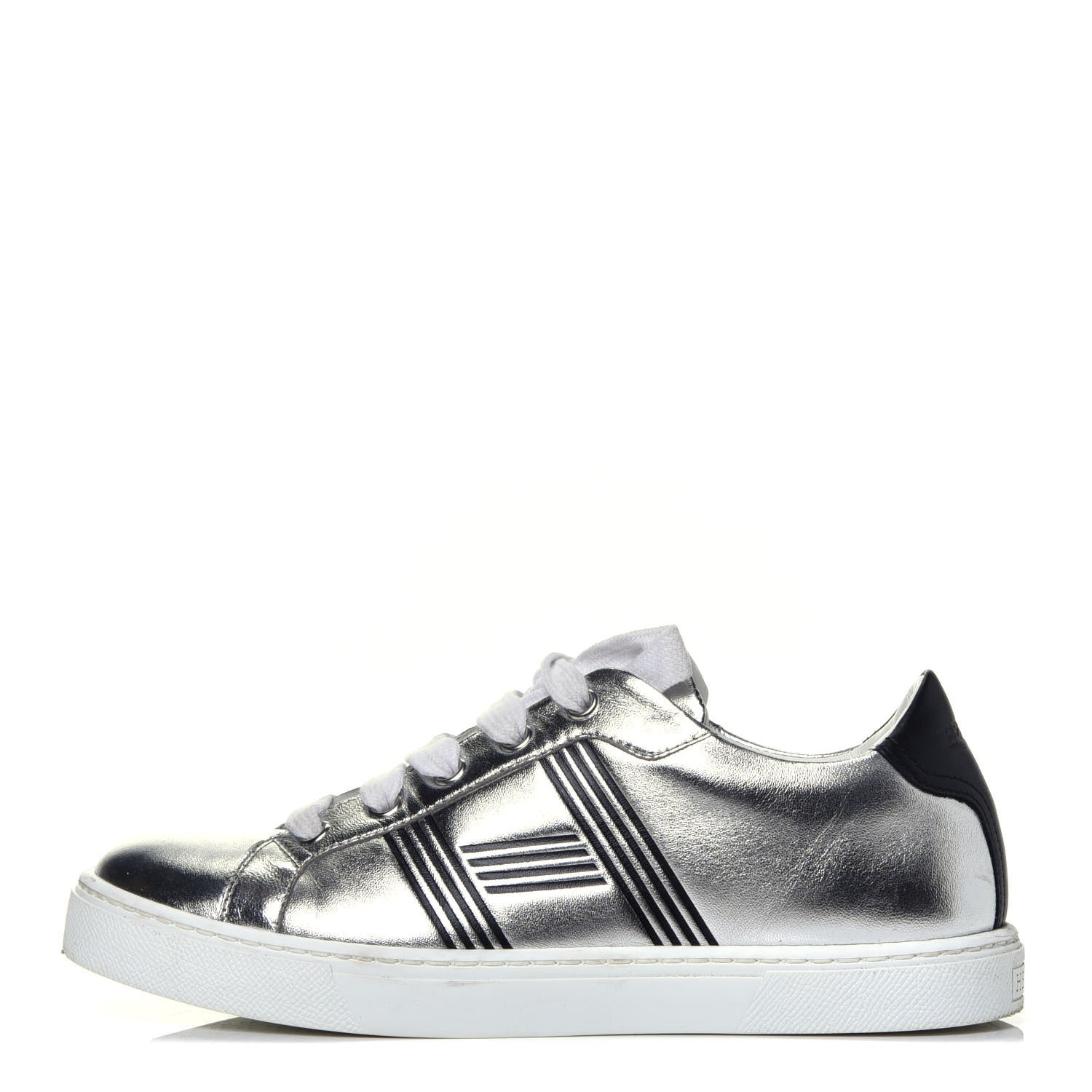 Hermes Metallic Calfskin Womens Avantage Sneakers 36 Gris Argente Black 1 of 9
