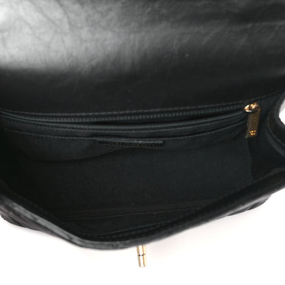 Chanel Calfskin Chevron Quilted Top Handle Flap Black 5 of 10