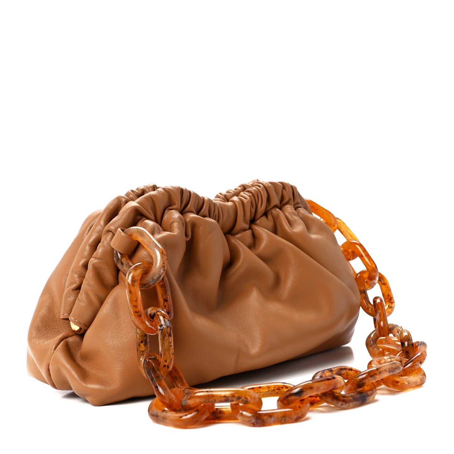 Lambskin Mini Twist Cloud Chain Clutch Caramel