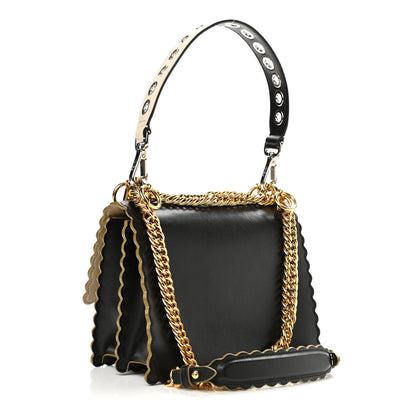 Fendi Vitello Liberty Scalloped Studded Small Kan I Shoulder Bag Black 2 of 10