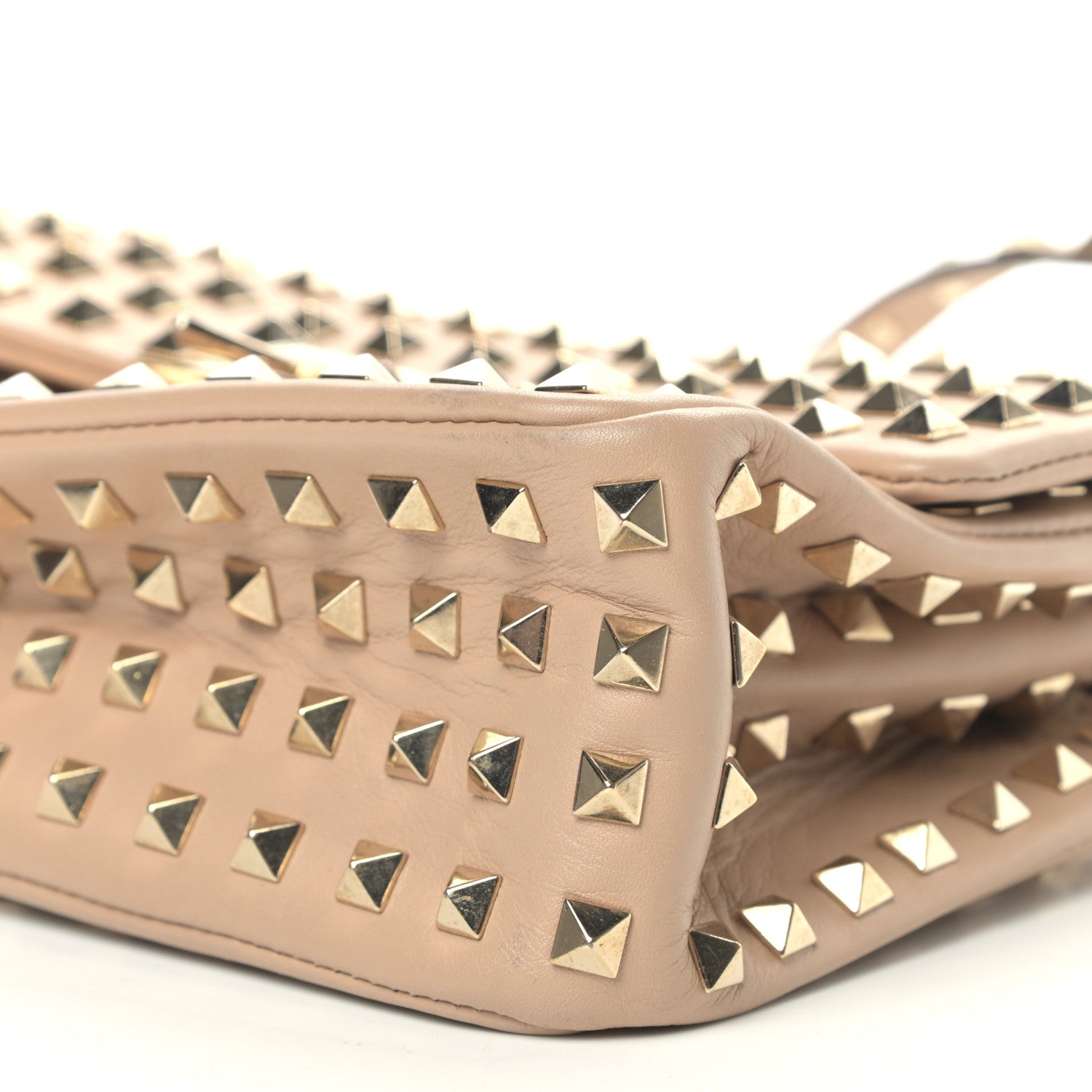 Valentino Garavani Vitello Medium Rockstud All Over Shoulder Bag Beige 9 of 12