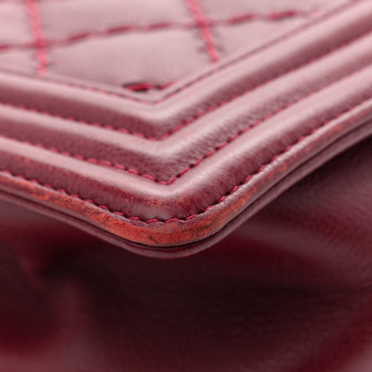 Chanel Calfskin Quilted Double Stitch New Medium Boy Flap Burgundy 11 of 12