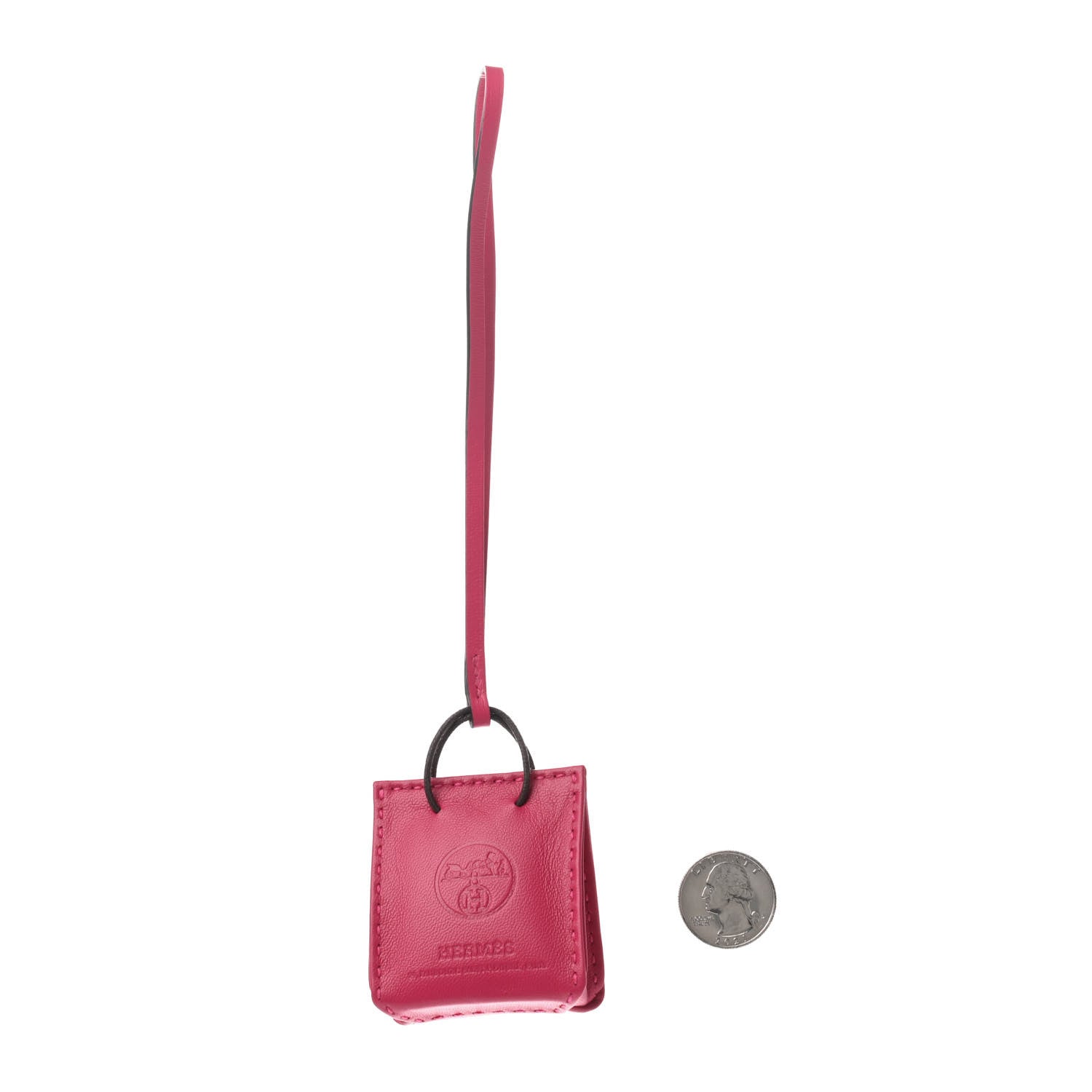Hermes Milo Lambskin Swift Shopping Bag Charm Rose Mexico 2 of 3