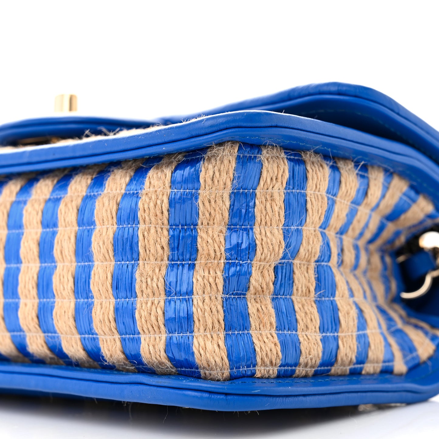 Raffia Jute Striped Small Urban Jungle Single Flap Blue