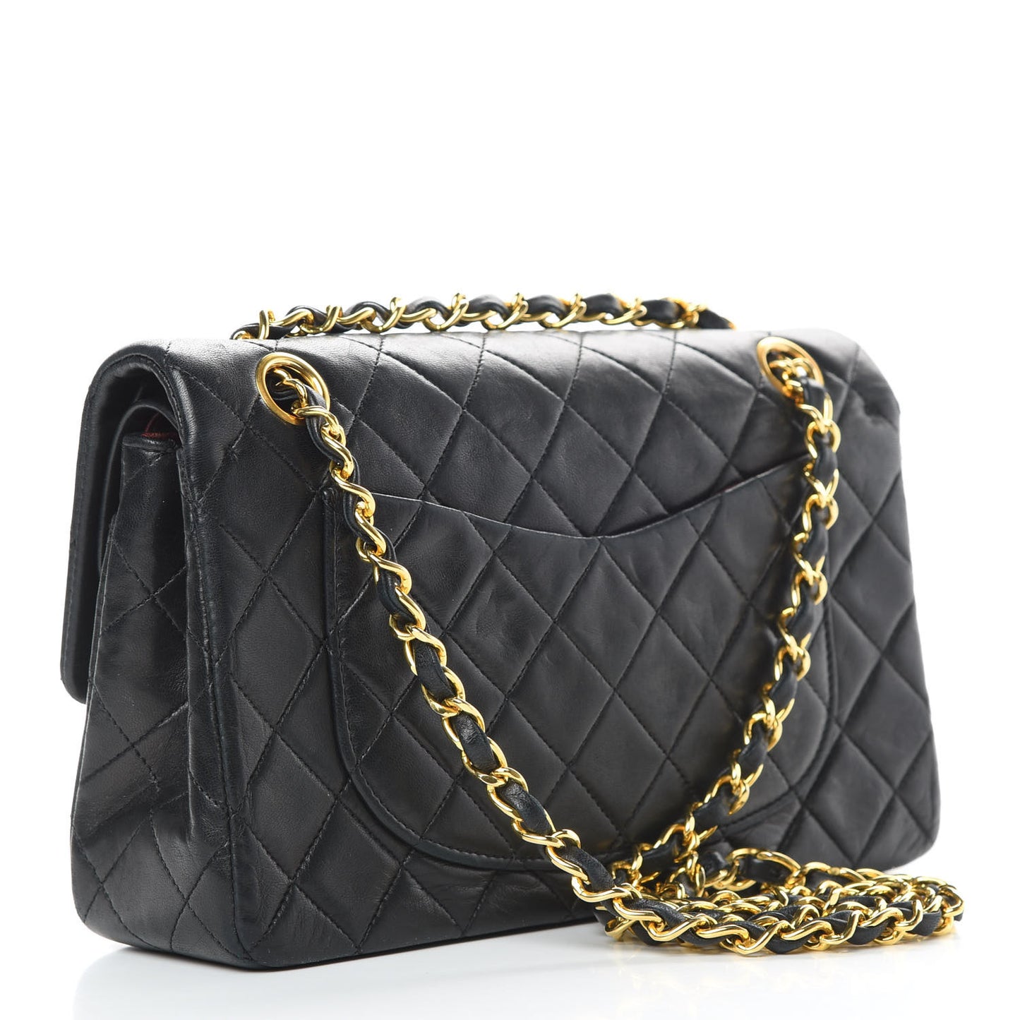 Lambskin Quilted Small Double Flap Black