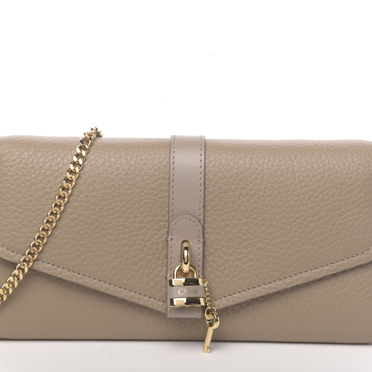 Grained Calfskin Aby Chain Wallet Motty Grey