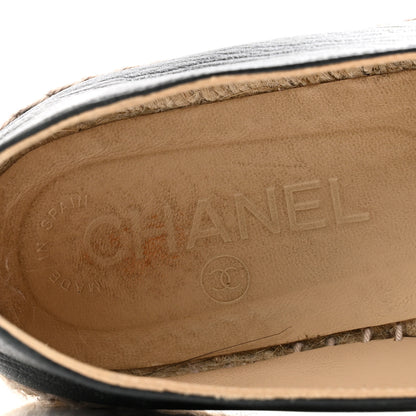 Chanel Lambskin Camellia CC Stud Espadrilles 40 Black 6 of 11