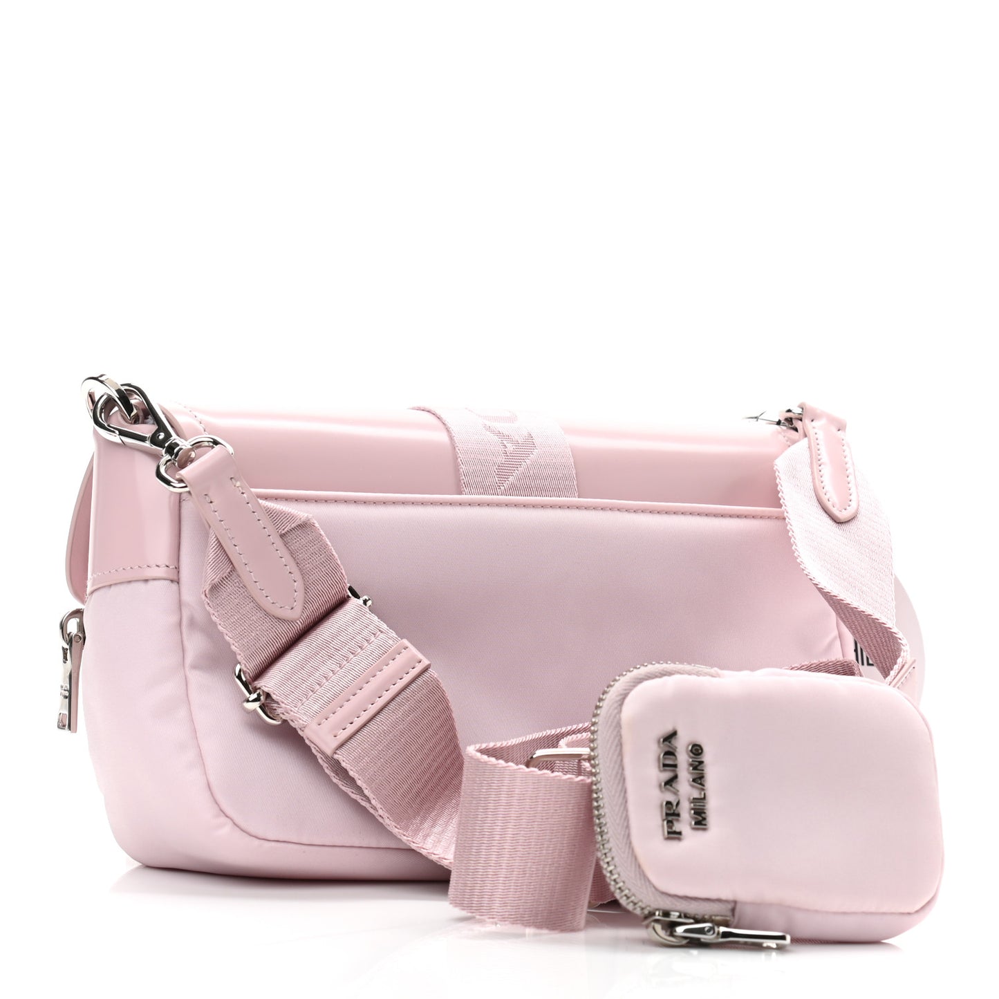 Re-Nylon Spazzolato Double Pocket Buckle Shoulder Bag Alabastro
