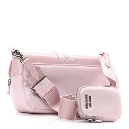 Prada Re-Nylon Spazzolato Double Pocket Buckle Shoulder Bag Alabastro 3 of 10