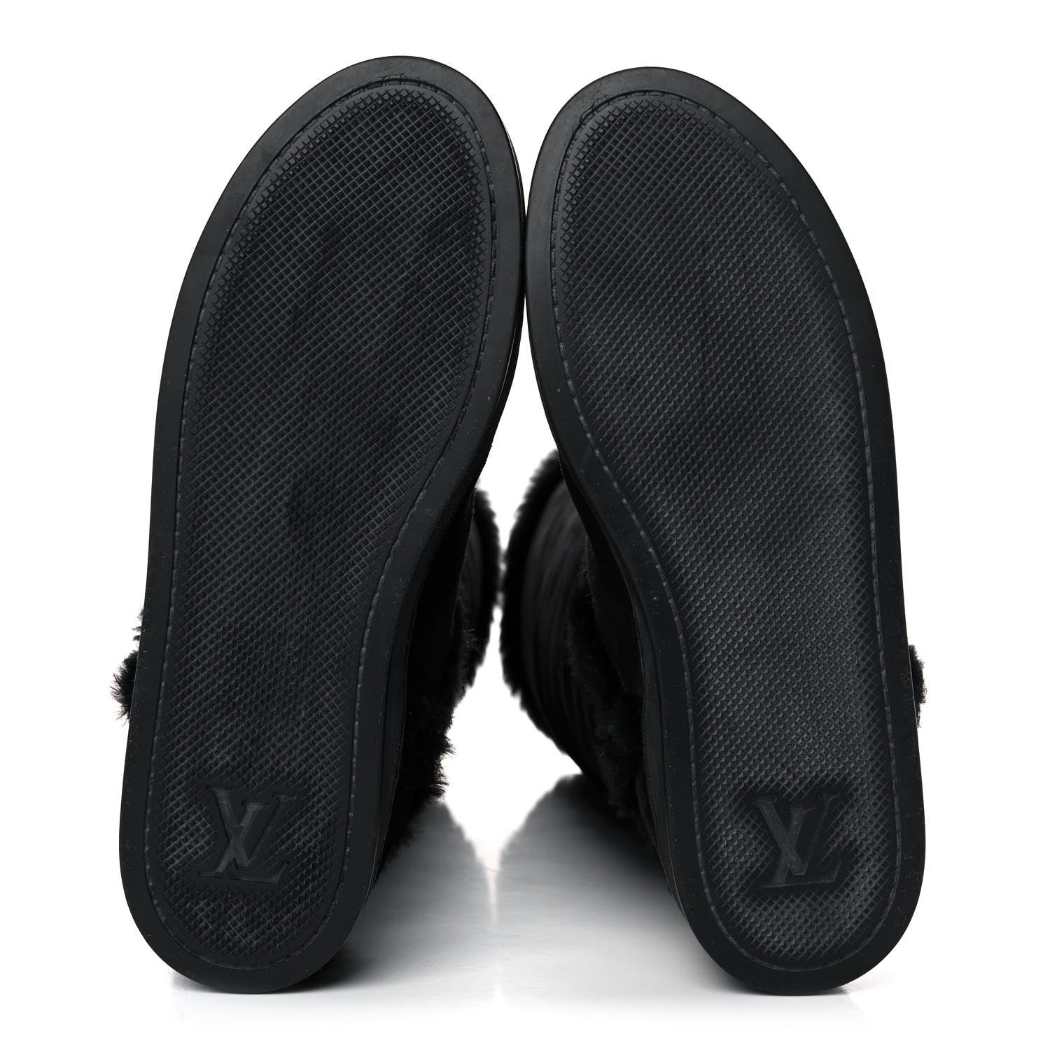 Louis Vuitton Suede Fur Tall Boots 37 Black 5 of 9