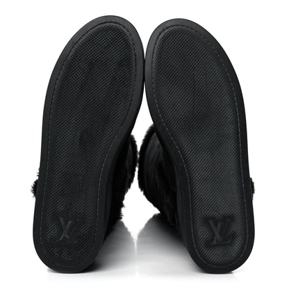 Louis Vuitton Suede Fur Tall Boots 37 Black 5 of 9