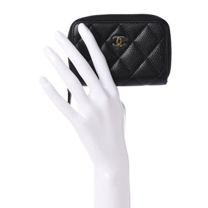 Chanel Caviar Quilted Zip Coin Purse Black 2 of 9