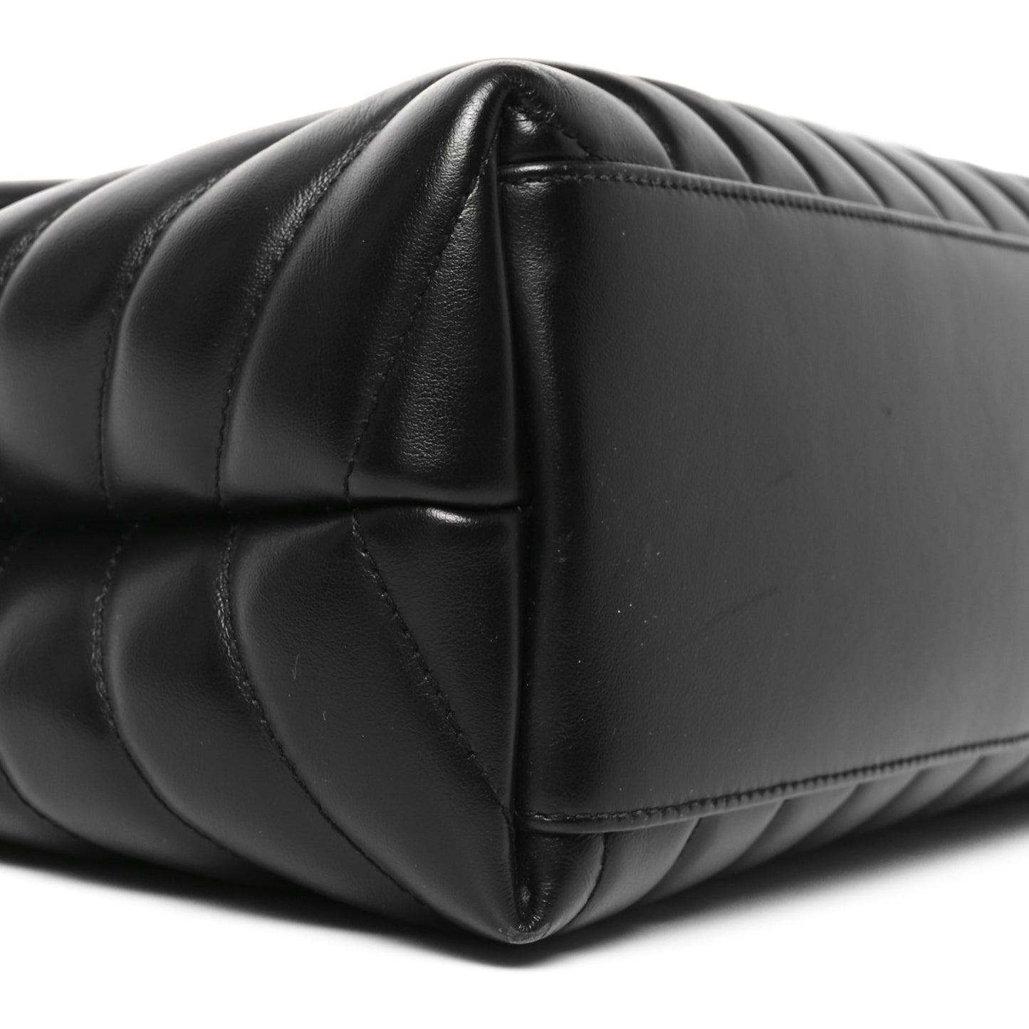 Calfskin Y Quilted Monogram Medium Loulou Chain Satchel Black