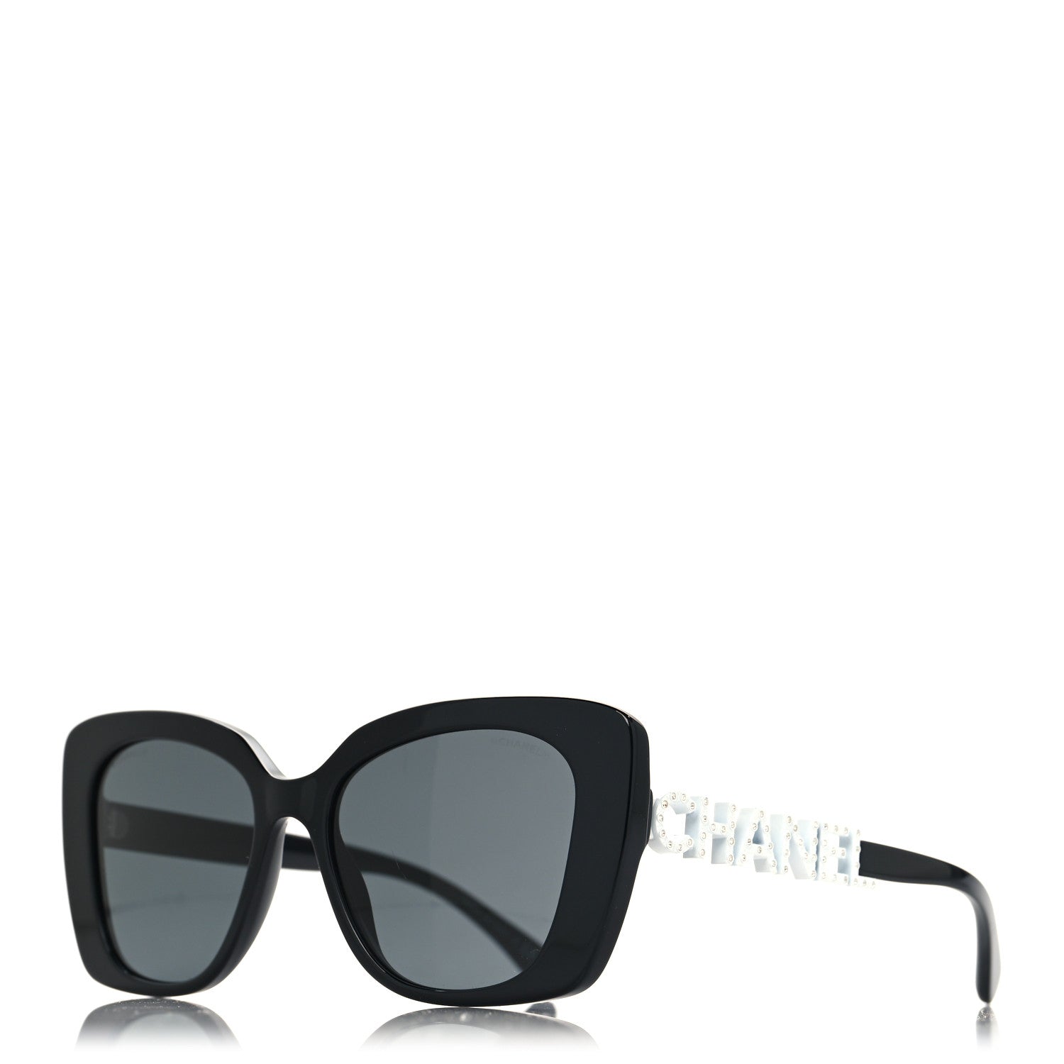 Chanel Acetate Strass Square Sunglasses 5422-B Black White 1 of 8