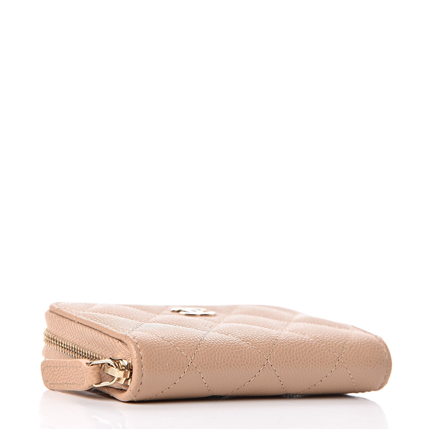 Chanel Caviar Quilted Zip Coin Purse Beige 4 of 8