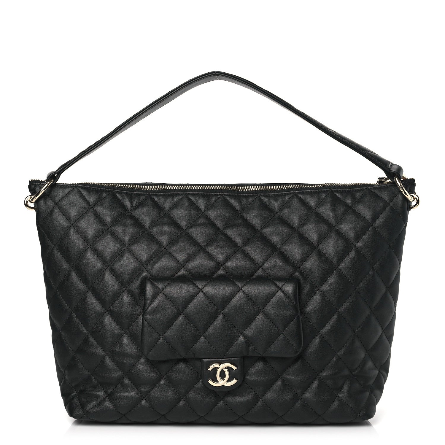 Chanel Calfskin Quilted Large Coco Mellow Hobo Black 1 of 9