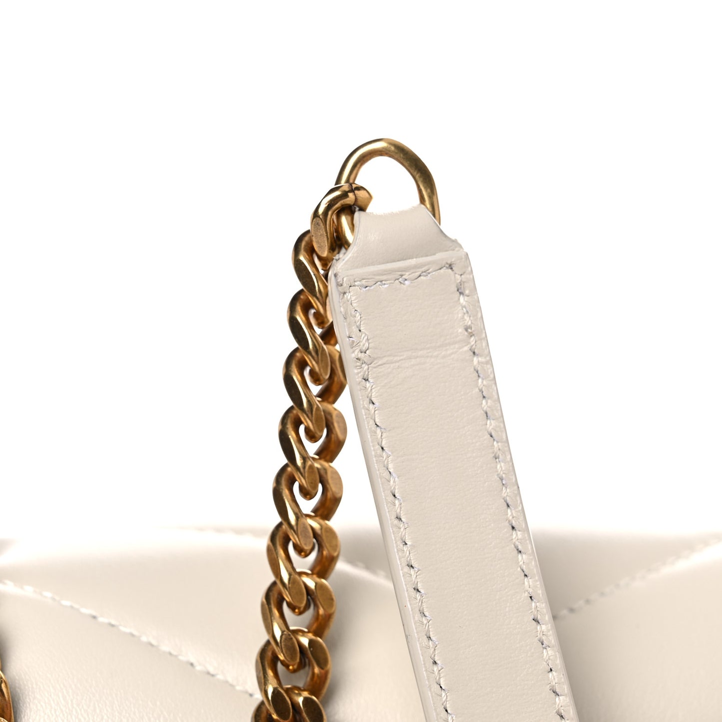 Calfskin Y Quilted Monogram Medium Loulou Chain Satchel Blanc Vintage