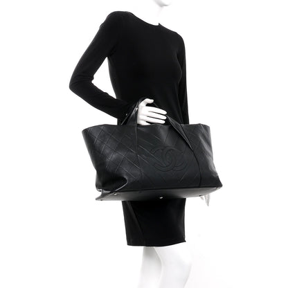 Chanel Calfskin Chevron CC All Day Long Boston Black 2 of 7
