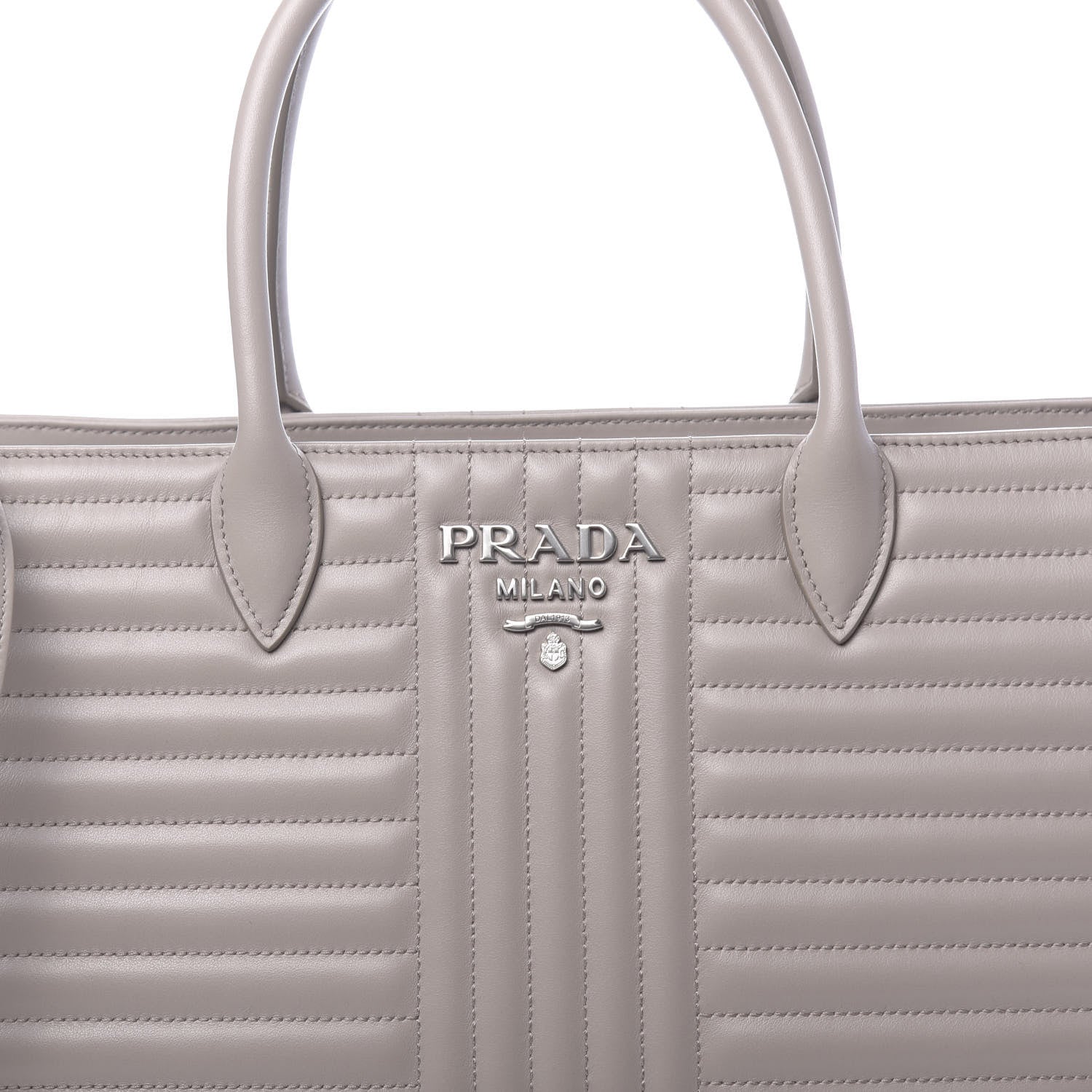 Prada Soft Calfskin Impunture Diagramme Double Zip Tote Pomice 9 of 9