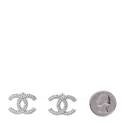 Chanel Crystal CC Earrings Silver 2 of 5