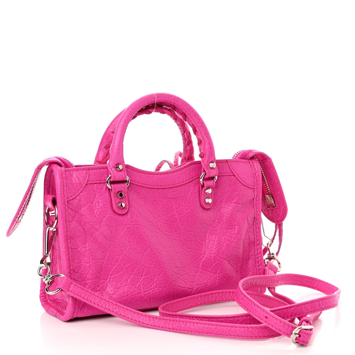 Balenciaga Agneau Classic Silver Hardware Nano City Fuchsia 3 of 10